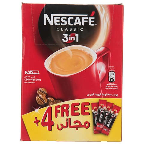 قهوه فوری کافی میکس نسکافه 3 در 1 بسته 4+20 عددی