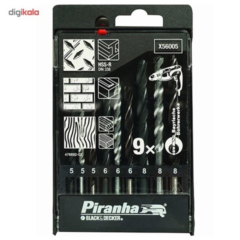 مجموعه 9 عددی  مته فلز بلک اند دکر سری Piranha مدل X56005