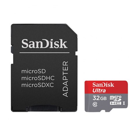 کارت حافظه microSDHC سن دیسک مدل Ultra کلاس 10 استاندارد UHS-I U1 سرعت 80MBps 533X همراه با آداپتور ظرفیت 32 گیگابایت