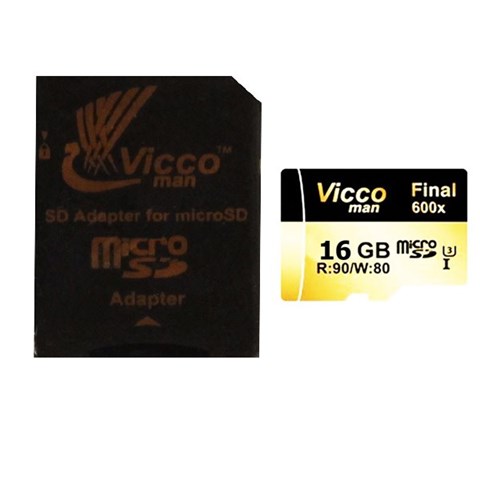 کارت حافظه microSDHC ویکومن مدل Final 600x کلاس 10 استاندارد UHS-I U3 سرعت 90MBps ظرفیت 16 گیگابایت همراه با آداپتور SD