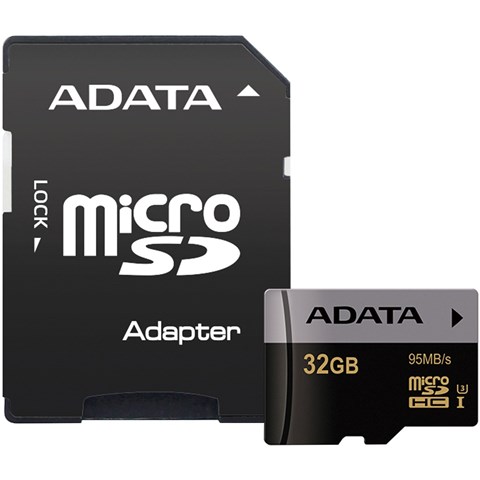 کارت حافظه‌ microSDHC ای دیتا مدل Premier Pro کلاس 10 استاندارد UHS-I U3 سرعت 95MBps به همراه آداپتور SD ظرفیت 32 گیگابایت