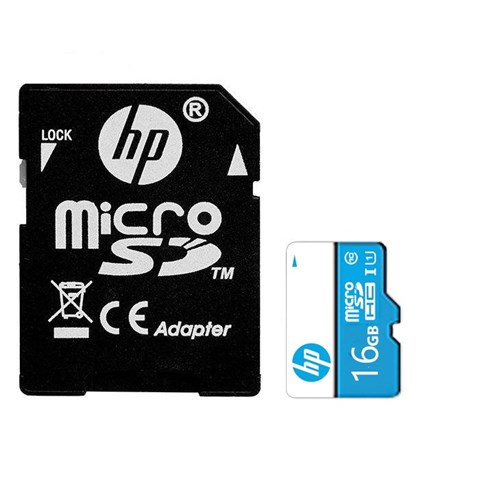 کارت حافظه‌ microSDHC اچ پی  مدل mi200  کلاس 10 استاندارد UHS-I U1 سرعت 65MBps ظرفیت 16 گیگابایت به همراه آداپتور SD