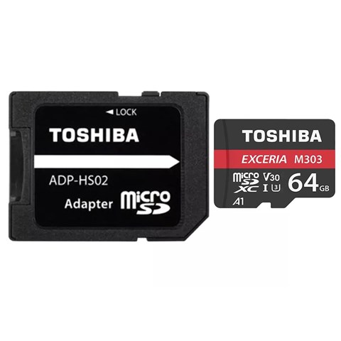 کارت حافظه microSDXC توشیبا مدل M303 کلاس 10 استاندارد UHS-I U3 سرعت 98MBps ظرفیت 64 گیگابایت به همراه آداپتور SD